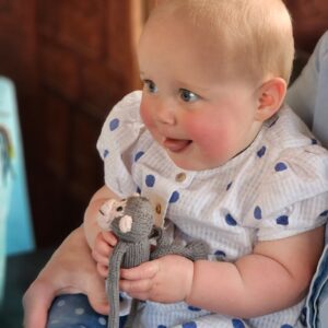 **NO MAGNETS** (organic cotton) monkeys for newborns to age 3